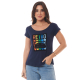 Camiseta Feminina Viscolycra Retrô Azul Valentina T-shirt