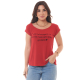 Camiseta Feminina Viscolycra Gratidão Vermelho Valentina T-shirt