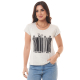 Camiseta Feminina Viscolycra ‘’Amar não custa nada’’ Flocada Off White Valentina T-shirt
