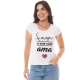 Camiseta Feminina Viscolycra ‘’Faça o que você ama’’ Flocada Branca Valentina T-shirt