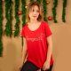 Camiseta Feminina Viscolycra Abençoada Vermelha Valentina T-shirt