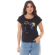 Camiseta Feminina Viscolycra Frida Kahlo Preta Valentina T-Shirt
