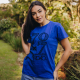 Camiseta Perdoar 100% Algodão Azul Royal Valentina T-shirt