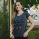 Camiseta “Por Amor” Viscolycra Cinza Grafite Valentina T-shirt
