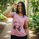 Camiseta Bicicleta Corações Viscolycra Rosa Baby Valentina T-shirt
