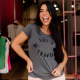 Camiseta Viscolycra “Let’s travel” Cinza Grafite Valentina T-shirt