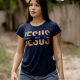 Camiseta Viscolycra “Jesus live in me” Azul Marinho Valentina T-shirt 1