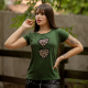 Camiseta Viscolycra Corações onça Verde Escuro Valentina T-shirt 1