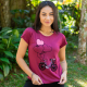 Camiseta Viscolycra Bicicleta Coração Vinho Valentina T-shirt