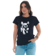 Camiseta Feminina Bulldog de Óculos 100% Algodão Preta Valentina T-shirt