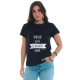 Camiseta Feminina Deus Está Cuidando de Mim 100% Algodão Preta Valentina T-shirt