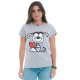 Camiseta Feminina Cachorro Love 100% Algodão Cinza T-Shirt