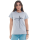 Camiseta Feminina Fé 100% Algodão Cinza Valentina T-shirt