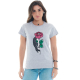 Camiseta Caveira 100% Algodão Cinza Valentina T-Shirt