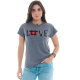 Camiseta Love Xadrez 100% Algodão Cinza Valentina T-Shirt