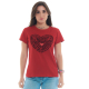 Camiseta Feminina Coração Pai Nosso 100% Algodão Vermelho Valentina T-shirt