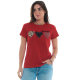 Camiseta Feminina Corações Animal Print 100% Algodão Vermelho Valentina T-Shirt