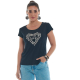 Camiseta Feminina Viscolycra Love Animal Print Flocada Preto Valentina T-shirt