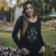 Blusa Viscolycra Nossa Senhora Prata Manga Comprida Preta Valentina T-shirt