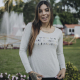 Blusa Viscolycra “Não se Compara” Manga Comprida Cinza Pérola Valentina T-shirt